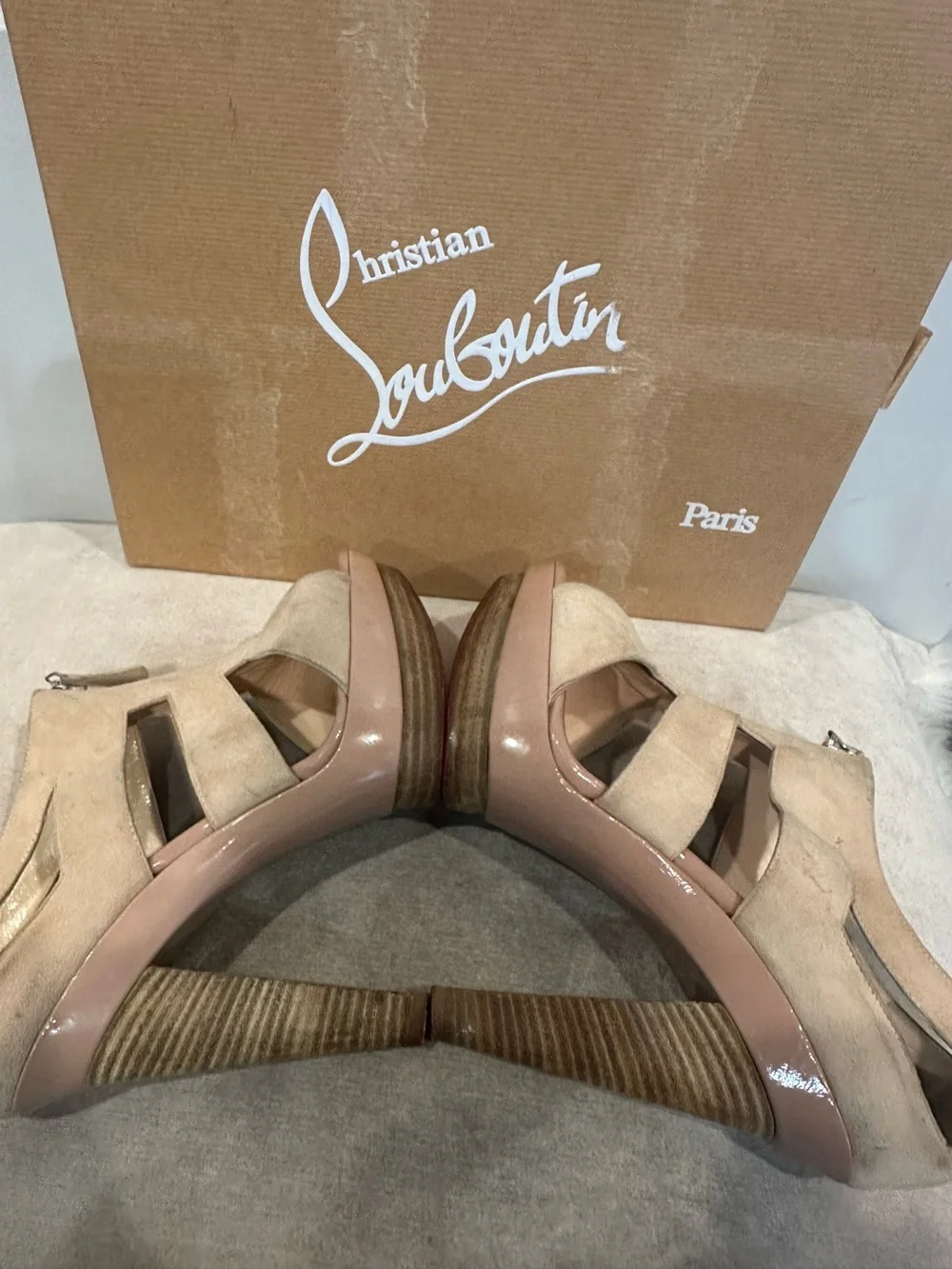 Christian Louboutin Suede Strappy Platform Heels